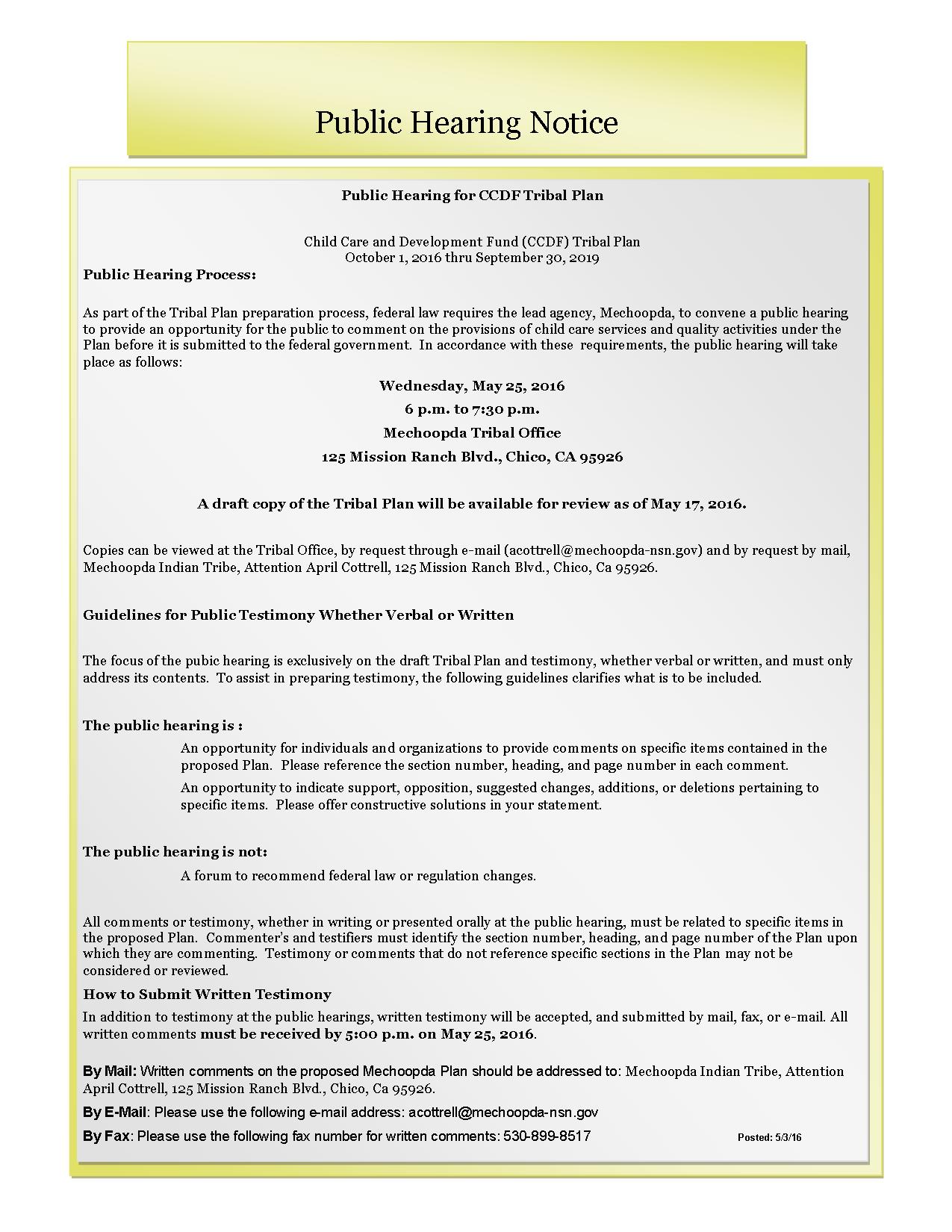 Public Hearing Notice Mechoopda